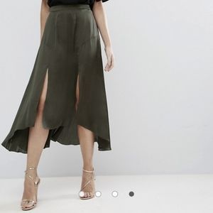 ASOS midi satin skirt with splices and seam detail